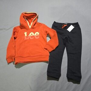 Lee Hoodie and Joggers Set Kids 4T Orange Black 2-Piece Fleece Outfit